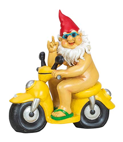 Geschenkestadl Nackter Zwerg auf dem Roller FKK lustiger Gartenzwerg H...