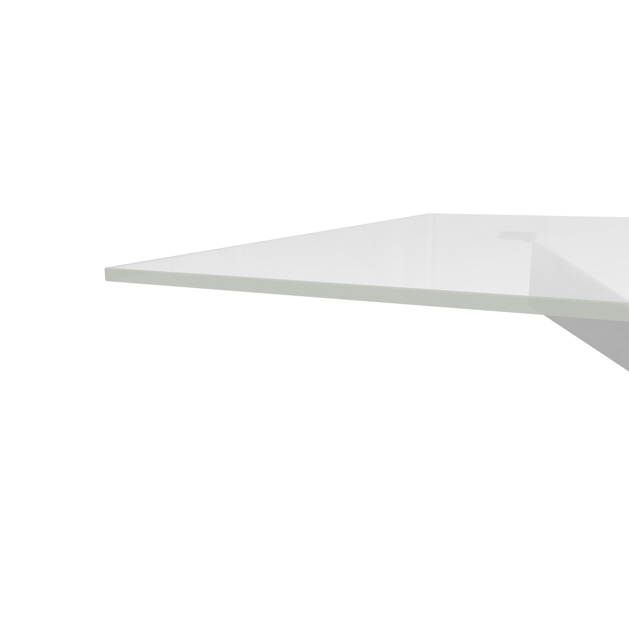 Tavolo rettangolare 160x90cm top in vetro temperato trasparente 10mm e gambe incrociate in acciaio cromato | Harald
