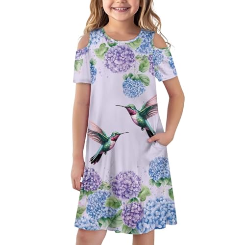 PinUp Angel Girl's Short Sleeve Cold Shoulder Casual Cute Graphic Patterned Flowy Dress for Kids Graduation Party2