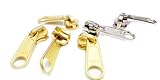 Vintage Zipper Repair Solution YKK #5 Long Pull Slider 4pcs Brass and 2pcs Aluminum (6 Sliders/Pack)