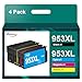 Produktbild RUDGUZ 953XL Druckerpatronen Kompatibel für HP 953XL Multipack 953 953 XL für HP Officejet Pro 7720 Patronen 7740 8710 8715 8730 8720 8725 8740 8718 8210 8218 (Schwarz Cyan Magenta Gelb, 4er-Pack)