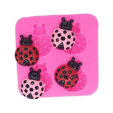 1 Pc Lovely Insect Ladybug Ladybird Silicone Mold for DIY Fondant Desserts Pudding Jelly Shots Soap Mould Handmade Ice Cream Chocolate Cupcake Cake Topper Decoration Candy Ice Cube Gum Paste Cover