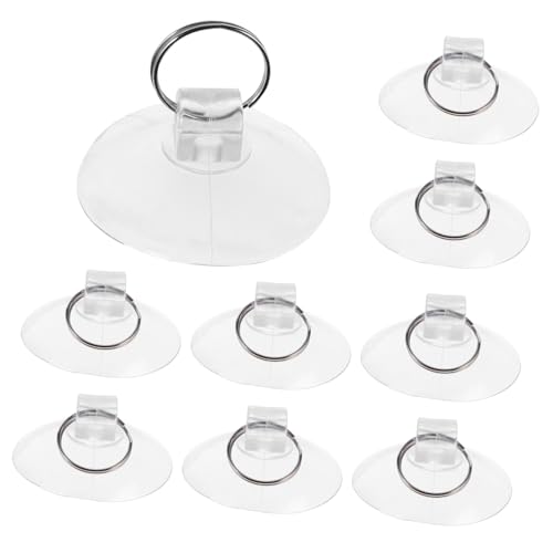 BESPORTBLE 10pcs Transparent PVC Suction Cup Hooks with Ring