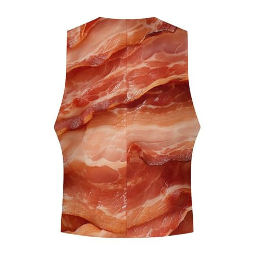 Bacon Food Mens Suit Vest Slim Fit Button Up V Neck Business Waistcoat Sleeveless Dressy Top4