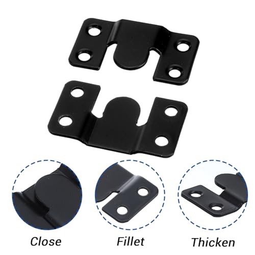 Image of 4 Pairs Flush Mount Bracket, Stainless Steel French Cleat Keyhole Hangers Interlocking Hanging Buckle Wall Mounting Hardware Heavy Duty Z Clips Picture Hanger Buckle Furniture Connector, Black
