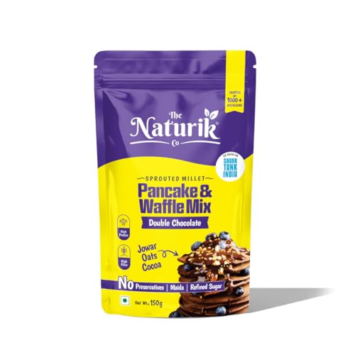 Image of The Naturik Co Millet Pancake & Waffle Mix (No Sugar No Maida) with Double Chocolate | 150g | No Preservatives, High Protein & Fiber | As Seen on Shark Tank