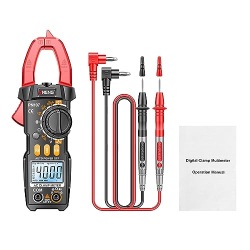 Qianly Medidor de Pinza Digital, Medidor de Voltaje NCV, Resistencia, 4000, Probador de Bolsillo Multifuncional, Voltímetro de/CA para Diagnóstico, rojo