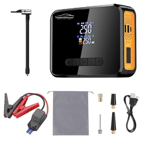 Image of YOURKARTS.COM 2-in-1 Car Jump Starter & Tyre Inflator - 8000mAh Emergency Power Bank, 12V 1000A Peak Output, Dual USB Charging, LED Flashlight, 60W Air Compressor (CX-319)