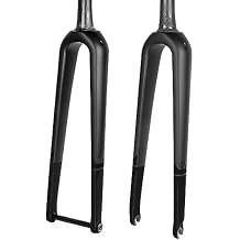 BUCKLOS Gravel 700C Carbon Fiber Road Bike Rigid Fork, QR 9mm/100 * 12mm Thru Axle, 1-1/8 Threadless Tapered Tube Super Light Bicycle Front Forks