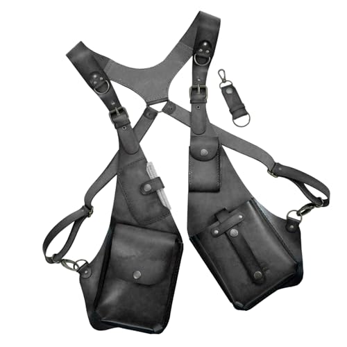 Anti-Diebstahl-Geschirr für Herren aus Leder Leder-Anti-Diebstahl-Geschirr Doppelte Schultertasche Mittelalter Cosplay Unterarm-Umhängetasche verstellbare Riemen-Geldbörse Schultergürtel-Handy-Gel