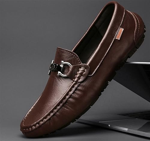 Mens Business Formal Leather Loafer Shoes Outdoor Walking Shoes Casual Lightweight Fashion Buckle Slip On Shoes for Wedding Driving Work Office3