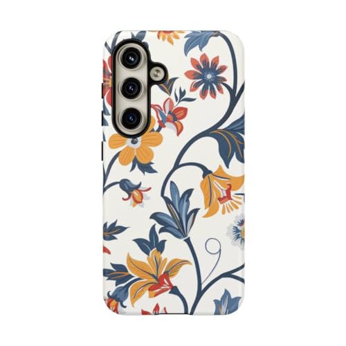 Coque rigide Samsung S24 finition mate premium motif rétro floral