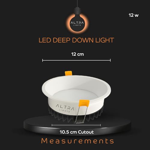 Image of 12W Deep Down LED Round Panel Light | Bright Modern Surface Ceiling Light for False Ceiling & POP Roof | Energy-Efficient Light | Cool White, White Aluminium Body | Pack of 8