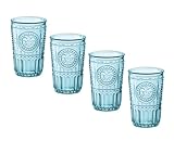 Bormioli Rocco 387595GRS021522 Romantic Tumbler, Set of 4, 10.25 oz, Light Blue