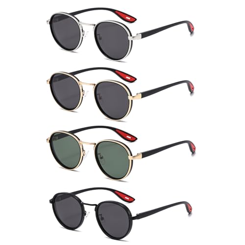 LJCZKA Retro Round Polarized Sunglasses for Men Women Vintage Circle Polarised Sunglasses Trendy Metal Frame Shades Unisex UV400 Protection (Black Gold Grey) - Image 6