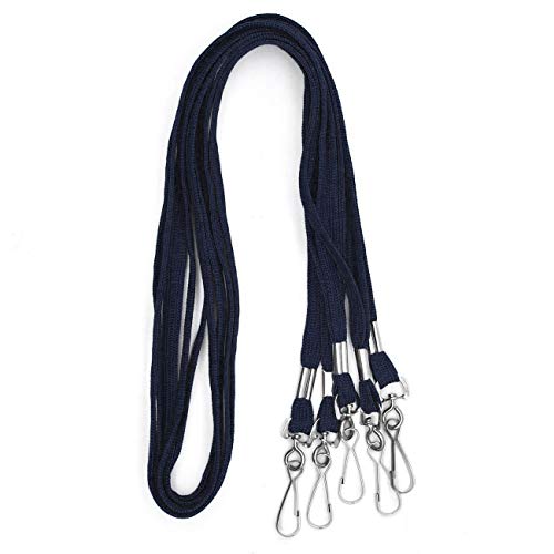 Lanyards 100 Pack Navy Blue Lanyards with Swivel Hook Clips for ID Name Badge Holder (Navy Blue, 100 Pack)