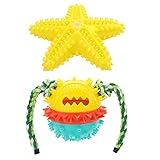 【DIVERTIDO JUGUETE SQUEAKY PET】 Pelota de golosina que rebota chillona con cuerda de mordida para limpiar los dientes. Es ideal para llamar la atención del perro. El juguete para perros chirriante emite un sonido divertido al masticar, proporcionando una atracción duradera y haciendo que masticar sea más emocionante para su perro.