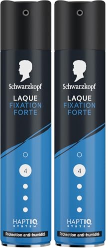 SCHWARZKOPF, Laque Fixation Forte, Protection anti-humidité, Technologie Haptiq System, Formule végane, san silicone, Fixation forte, Tenue longue durée, S'élimine au brossage, 250ml (Lot de 2)