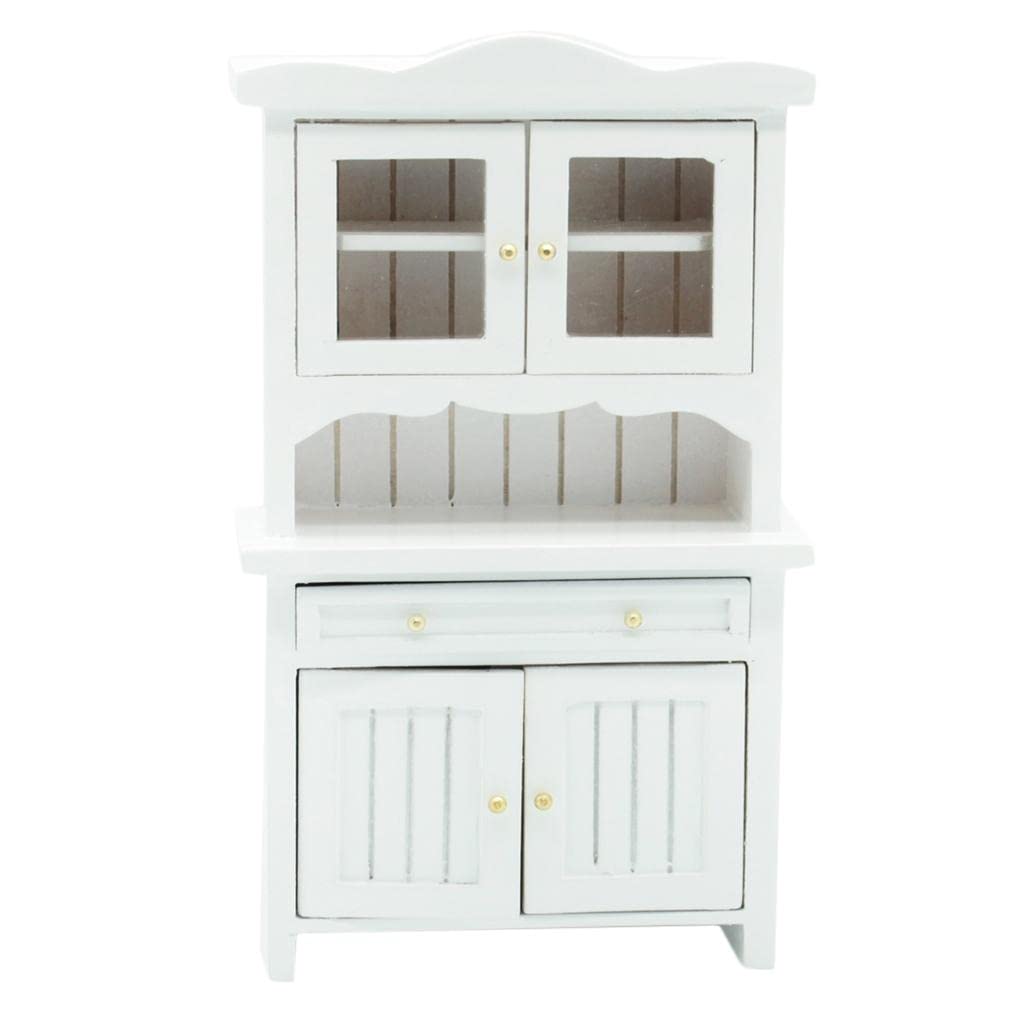 Armoire Blanche Poupée Cabinet Vitrine Bois Blanc 1:12 – Meuble Maison De Poupée Miniature