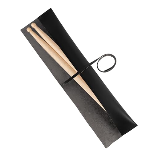Musiin PU Leather Drumstick Bag Drum Stick Holder for Storage and Carrying, Drum Stick Storage Handbag and Carrying Case, Drum Accessories (Black)