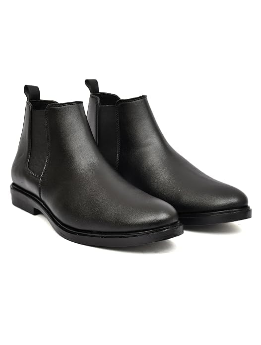 Image of Men's Premium Synthetic Leather Slip-On Formal Shoes for Men | Classic Ankle Boots with Anti-Slip Sole | Office, Party & Casual Wear