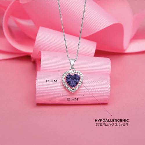 925 Sterling Silver Tiny Heart & Round Cubic Zirconia Pendant Necklaces for Young Girls - Lovely Shape Charm Necklaces for Little Girls & Preteens - Shiny Beautiful CZ Pendant Necklace for Children4