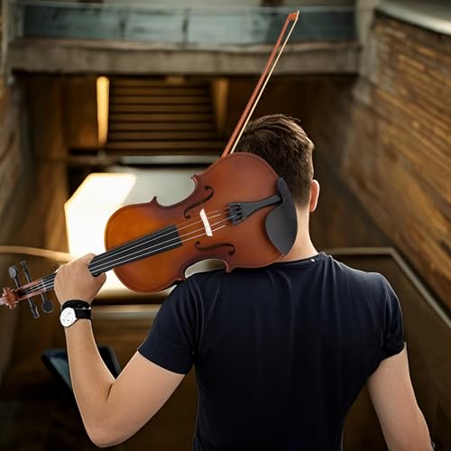 Image of Poseidon 3 /4 Violin Set for Beginner - Premium Handcraft Violin for Beginner Adults with Hard Case, Bow, Rosin, Extra Violin Strings 3 /4 Full Set, Shoulder Rest, Clip-on Tuners - Matte Brown