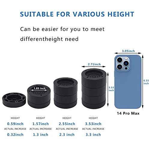 Hanihua 4 Sets Black Round Furniture Risers, Heavy Duty Bed Risers Lifts Height 1", 2", 3 Inch, Adjustable Bed Lifts Risers For Bed Frame, Furniture, Sofa, Chair Risers Supports Up To 1,300 Lbs #TOP4