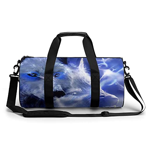 アイスザウルフ ジムバッグ 円筒型 のスポーツバッグ ハンドバッグヨガフィットネスショルダーバッグトートを