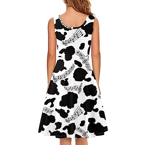 Image of Women's Casual Loose Sundress Midi Sleeveless Crewneck Dress Summer Beach Tank Dress with Pockets