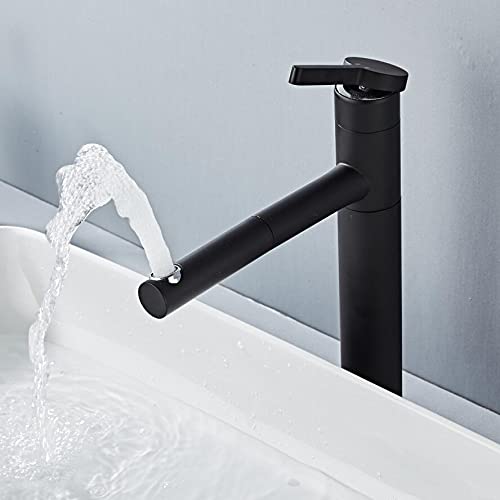 Robinet rotatif 360 laiton mitigeur de salle de bains haut de gamme noir et or