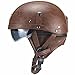 Produktbild ABDOMINAL WHEEL Retro Halbschale Helm de Motorrad,ECE Zertifizierung Leder Mopedhelm, Motorradhelm mit Visier,Jethelm Für Damen Und Herren, für Cruiser Chopper Halbhelm B,XL=59~60CM