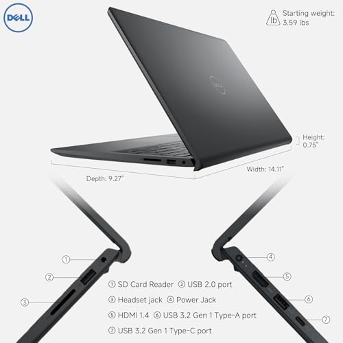 Image of Dell 15 Touchscreen Laptop DC15250, 15.6-inch FHD Anti-Glare Display, Intel Core i7-1355U Processor, 16 GB RAM, 1 TB SSD, Intel UHD Graphics, Backlit Keyboard, Fingerprint Reader, Windows 11 Pro