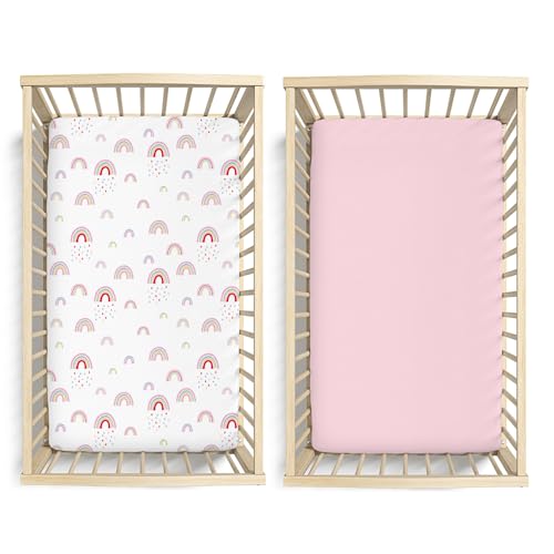 Image of Little Grape Land 2PK Crib Sheets for Girls,Soft Mattress Cover 52x28