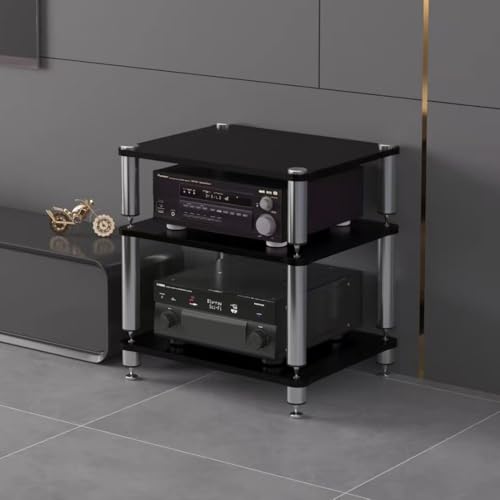 Torre de componentes extraíble para sonido Hi-Fi con estantes AV de alta resistencia 2