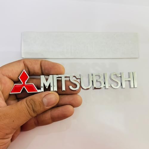 Image of Emblems for Car & Bike Metal Lo.go and Grill Me.tal Lo.go, Auto Accessories for Car Emblem 3D Badge Auto Racing Sport Sticker Grand Tourer Decal. (Silver Mitsubishi Logo)