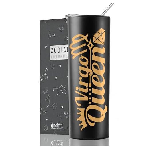 Onebttl Zodiac Gifts for Women, Best Friend Birthday Gifts for Her, 20oz Stainless Steel Tumbler, Printed Logo Black, Virgo