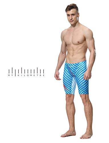 My Kilometre Jammer Swimsuit Mens Solid Swim Jammers Endurance Long Racing Training Swimsuit Blue #TOP4
