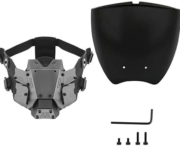 Punk Helmet Half/Full Face Mask Set/Techwear Mask/Mechanical Mask/Airsoft Mask,Cosplay Samurai Horns Masks Halloween Party Coolplay Gifts