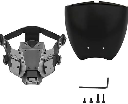 Punk Helmet Half/Full Face Mask Set/Techwear Mask/Mechanical Mask/Airsoft Mask，Cosplay Samurai Horns Masks Halloween Party Coolplay Gifts