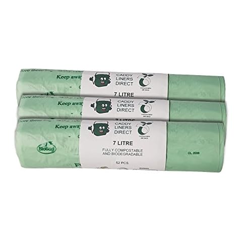 7 Litre x 156 BioBag Compostable Biodegradable Kitchen Food Waste Caddy Bin Liner Bags - EN13432 (7L-150) Cover