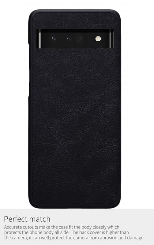 Image of WHITBULL PU Leather Magnetic Premium Flip Cover with 2 Card Slot Compatible with Google Pixel 6a - Black