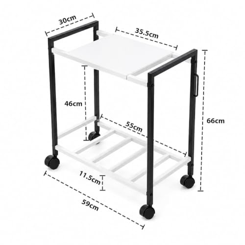 Image of ROHC Coffee Machine Stand with Wheels | Heavy Duty Metal Coffee Station Cart with Storage Shelf | Rolling Table for Home, Office & Cafe | Kitchen Utility Trolley | Black & White