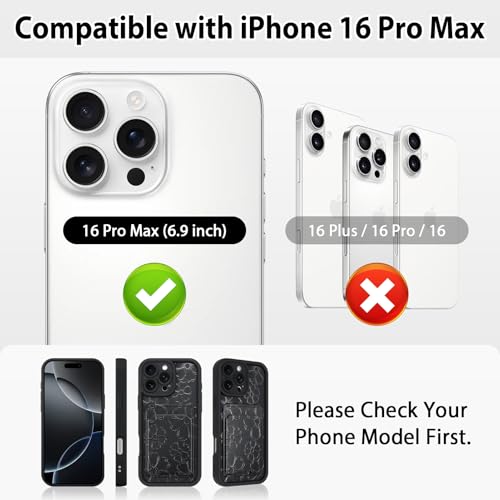 tharlet Compatible with iPhone 16 Pro Max Wallet Case with Card Holder, Cute Floral Flower Pattern Soft TPU Anti Scratch Protective, Shockproof Wallet Case for iPhone 16 Pro Max, Black by tharlet - Image 2