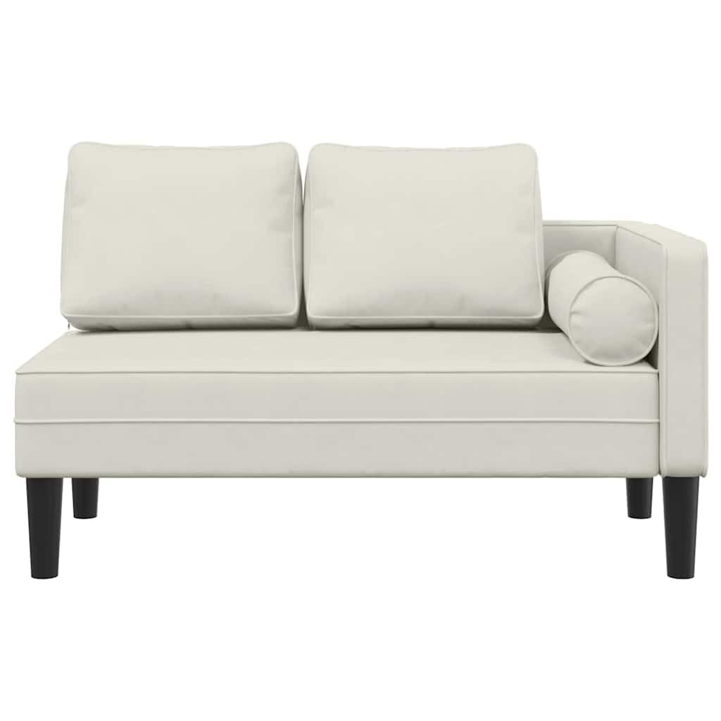 vidaXL Chaise Longue con Cuscini Crema in Velluto, divano letto, divano imbottito, seduta da soggiorno, dormeuse, seduta da salotto, divano 2 posti