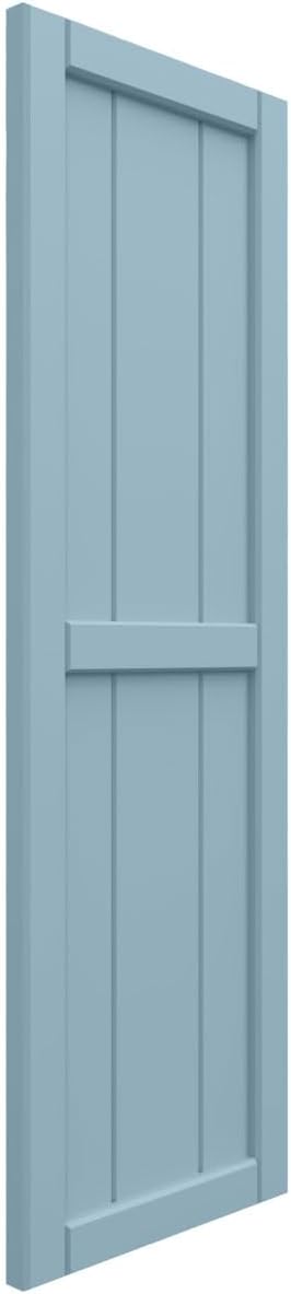 21 1/2"W x 31"H True Fit PVC, Four Board Framed Board-n-Batten Shutters, Peaceful Blue (Per Pair - Hardware Not Included)