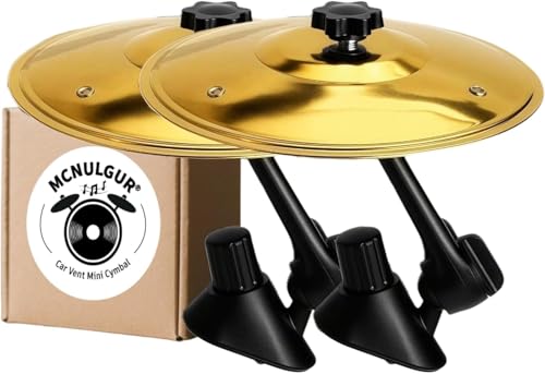 2 Pack Car Cymbal Air Vent Mounted, Golden – 14 cm Dia. Mini Drum Crash Cymbal for Endless...