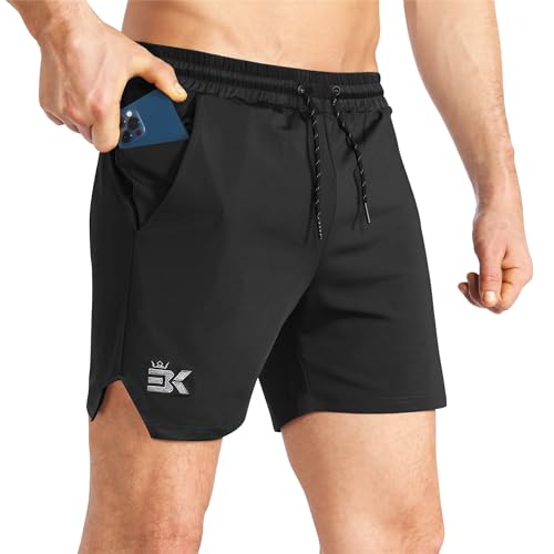 BROKIG Men's Inzip Lightweight Gym Workout Shorts,5 Inch Fitted Athletic Lifting Bodybuilding Shorts with Zipper Pockets