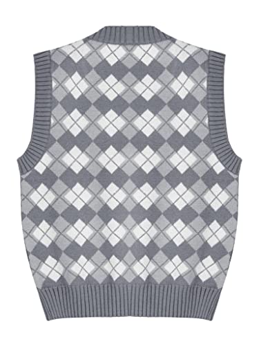 Kids Girls V-Neck Plaid Uniform Waistcoat Pullover Knitted Sweater Vest Crochet Knitwear for Autumn2