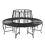 DEMA Baumbank Gartenbank Parkbank Rundbank Bank Metall schwarz ØxH 163x85 cm